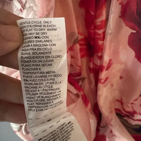 White House Black Market Red Floral Organza Dress Peach Satin Black Accents 10 - Picture 7 of 16